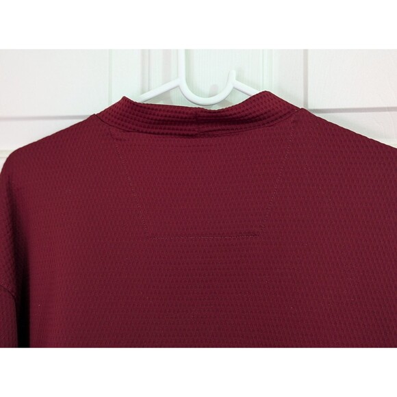 Nike Golf Shirt Men's Large Maroon White Waffle Knit Long Sleeve Stretch Dri Fit - Picture 5 of 8